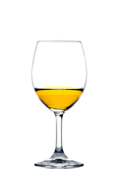 Şarap cam izole sarı su. — Stok fotoğraf