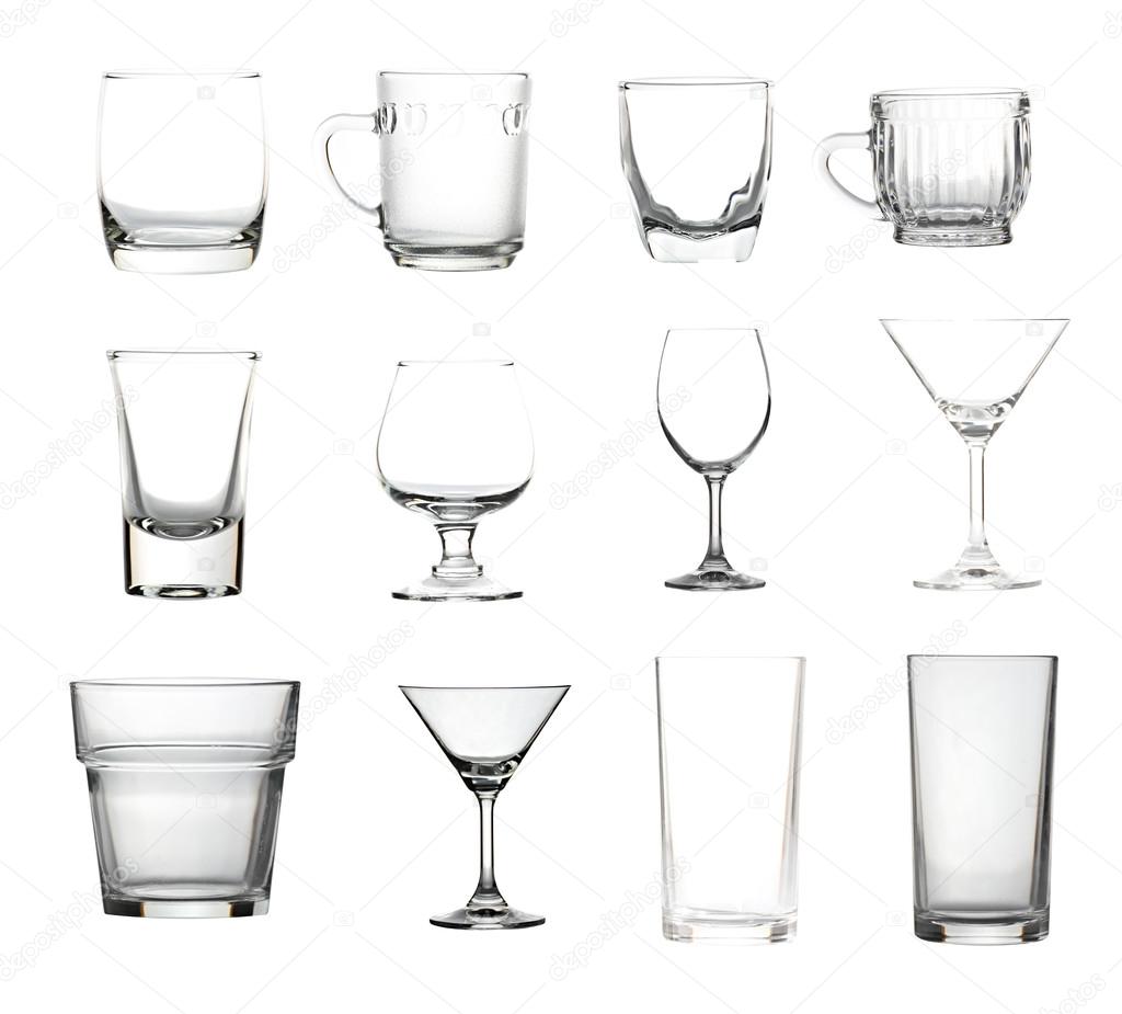 Glassware collection isolated of picture big size.