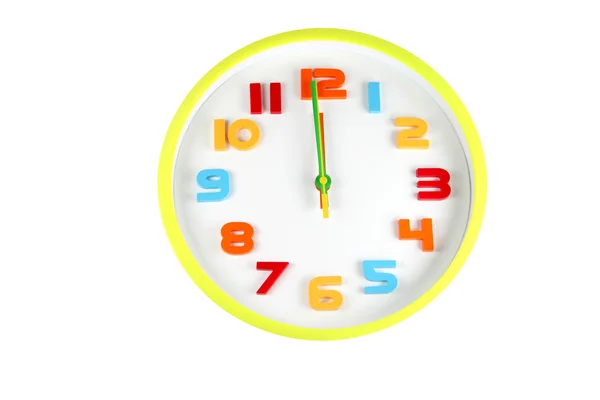 Colorful clock in telling time of Twelve o'clock. — Stock Photo, Image