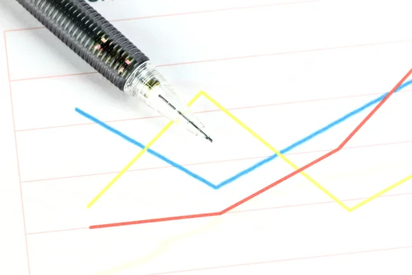 Mechanische Bleistift Punkt zu Punkt auf Linie Graphen. — Stockfoto