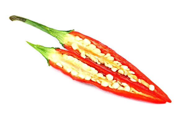 Slices of red pepper chili isolated. — Stock Photo, Image