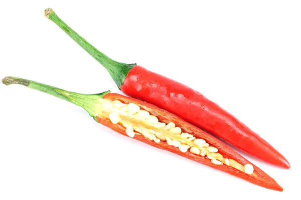 Slices of red pepper chili isolated. — Stock Photo, Image