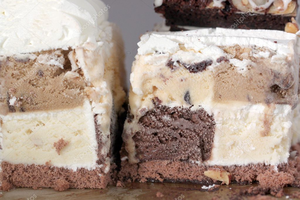 vanilla and chocolate ice cream cake.