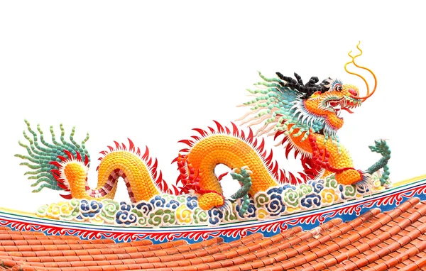 Orange Dragon sculpture on the roof. — Stock Photo, Image