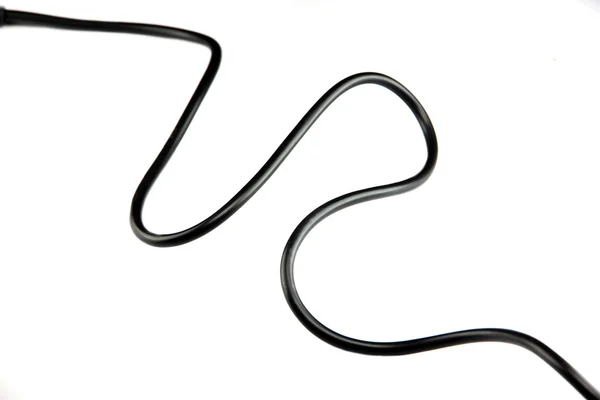 Czarny kabel gniazdko na białym tle. — Zdjęcie stockowe