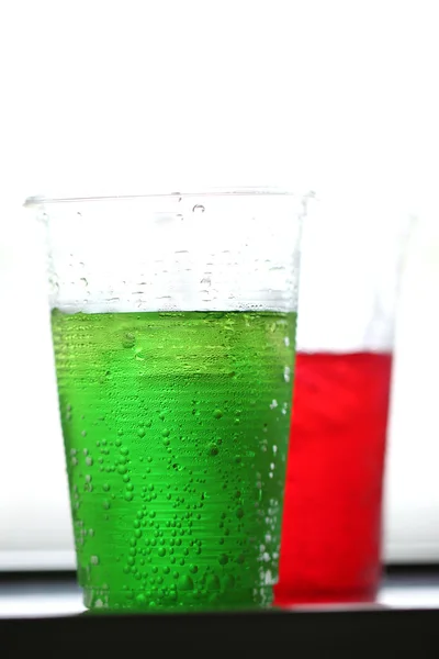 Red and green of sweetened beverages. — Stock Photo, Image