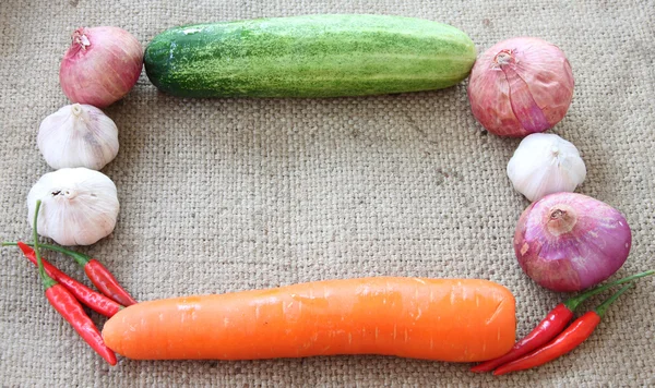 Many vegetable of sorting on sackcloth. — Stock Photo, Image