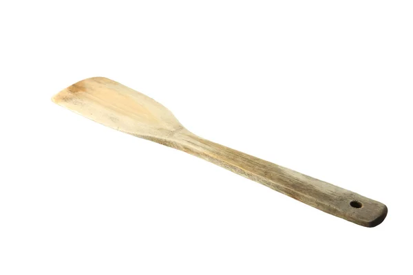 Kayu spatula dari memasak di atas putih . — Stok Foto