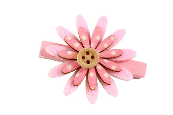 Rosa der künstlichen Blume Haarnadel isoliert auf weiß. — Stockfoto