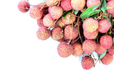 beyaz izole, taze lychees.