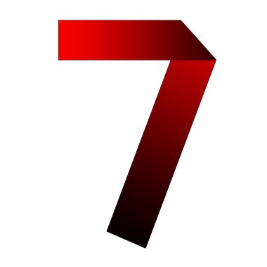 Büyük boy kırmızı karanlıktan yedi beyaz izole numaraları.