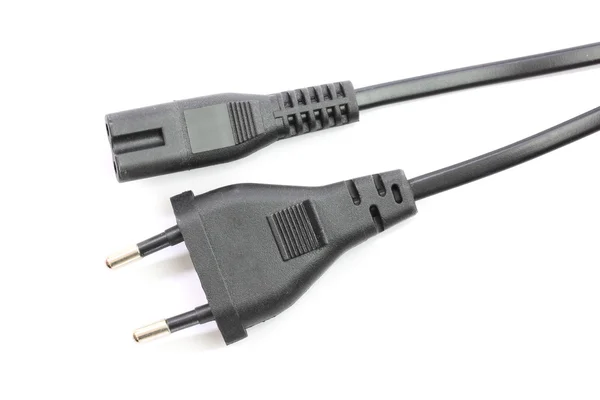 Black power kabel van geïsoleerde op wit. — Stockfoto