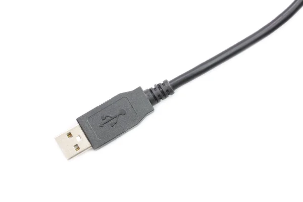 Negro usb enchufe aislado sobre fondo blanco. — Foto de Stock