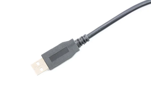 Plugue USB preto isolado no fundo branco . — Fotografia de Stock