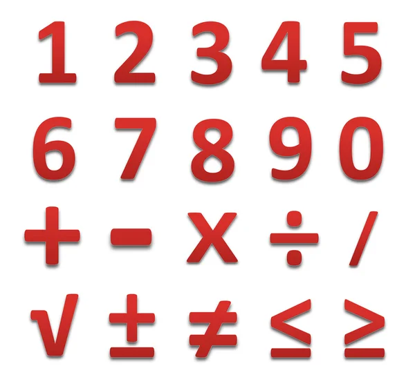 Red collection numbers of isolated. — Stock Photo, Image