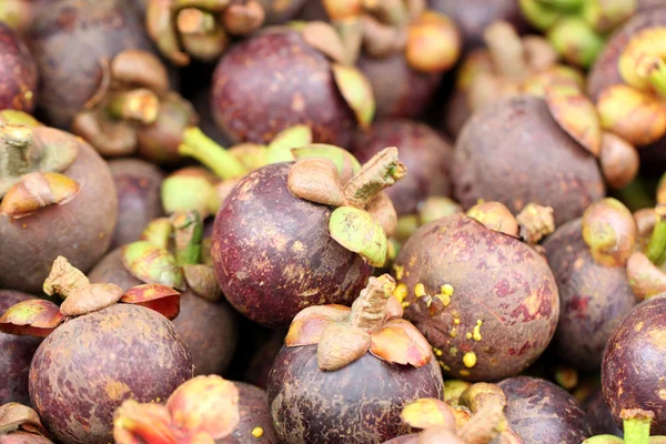 Stapel van verse mangosteen. — Stockfoto