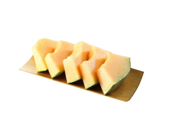 Cantaloupe melon cut into slices isolated. — Stock Photo, Image