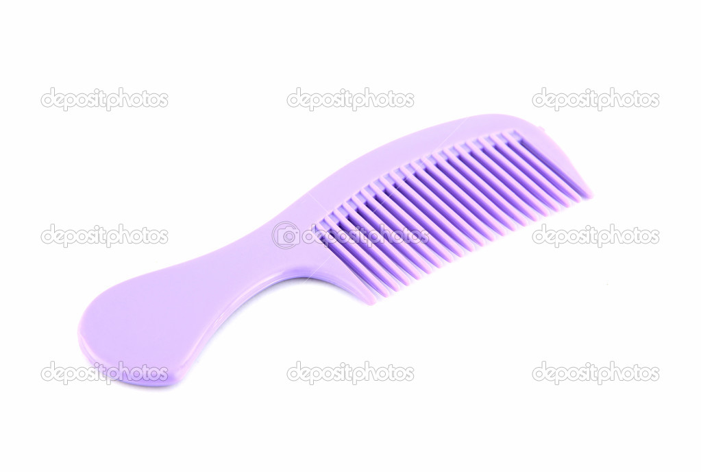 purple combed tool on white background.