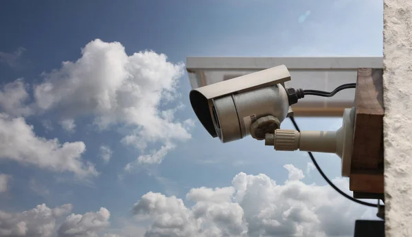 Cctv System Tool Blue Sky Background Equipment Security Systems Have — 图库照片