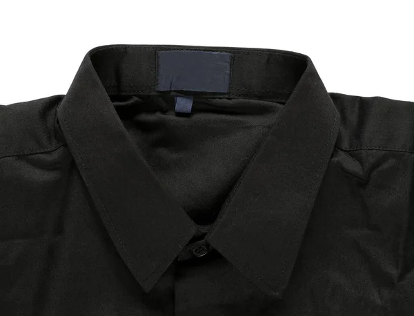 Primer Plano Parte Del Cuello Camisa Negra Tienen Recorte Caminos — Foto de Stock