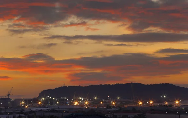 Laem Chabang Industrial Estate in the twilight sky background, Deep Sea Port in Chonburi Province, Thailand.