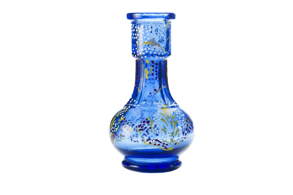 Blaue Blumenvase auf weißem Hintergrund — Stockfoto