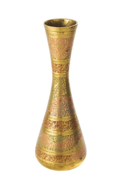 Bronze yellow vase on a white background — Stock Photo, Image