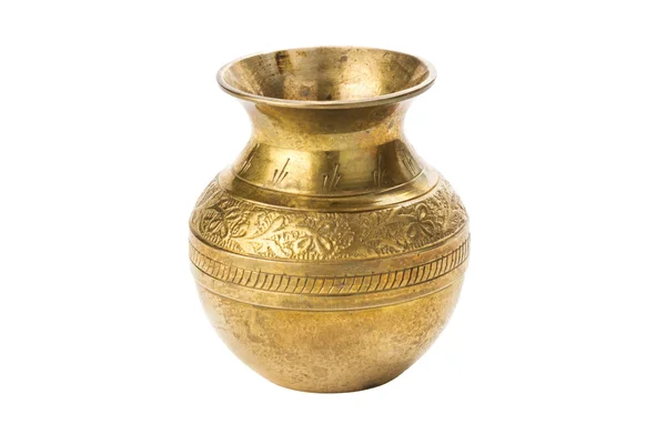 Bronzefarbene Vase auf weißem Hintergrund — Stockfoto