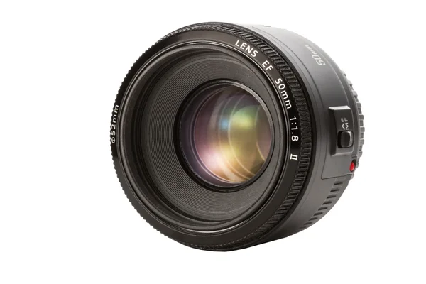 Closeup camera lens isolated on white background Stock Image