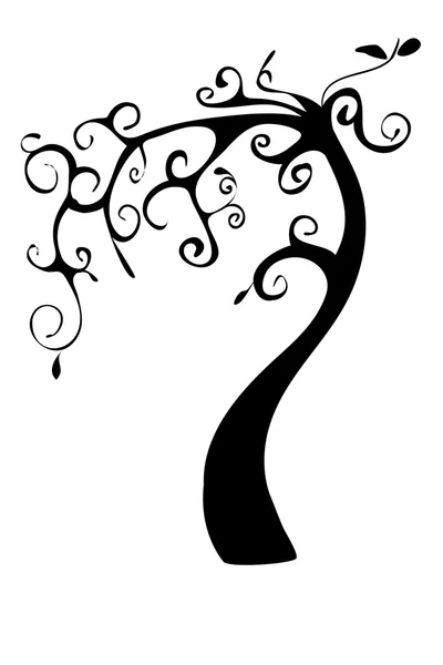 Illustration arbre noir vintage sur fond blanc — Image vectorielle