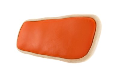 kırmızı bir düğme ile hamuru beyaz zemin üzerine metin yok