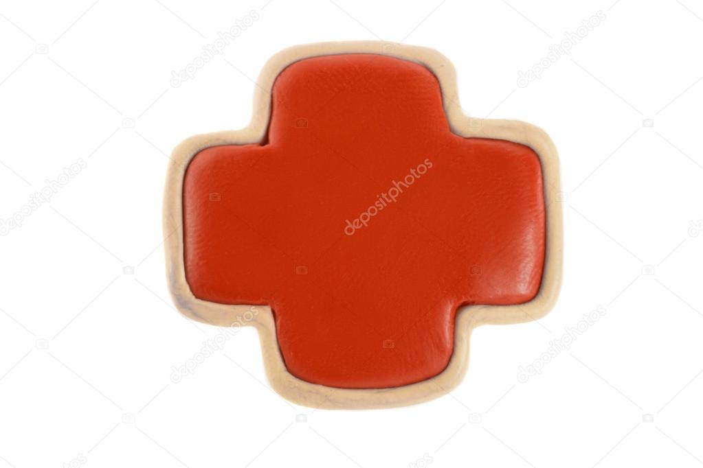 The Red Cross of plasticine on a white background
