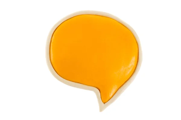Žlutý text bubliny Plastelíny na bílém pozadí — Stock fotografie