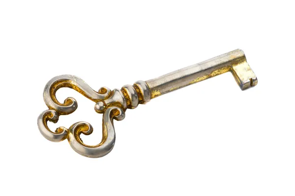 Antique key on a white background in high resolution — Stock Photo, Image