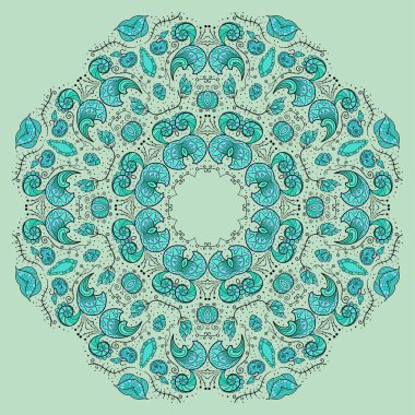 Dekoratif çerçeve, vektör çizim çiçek yuvarlak