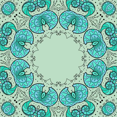 Dekoratif çerçeve, vektör çizim çiçek yuvarlak