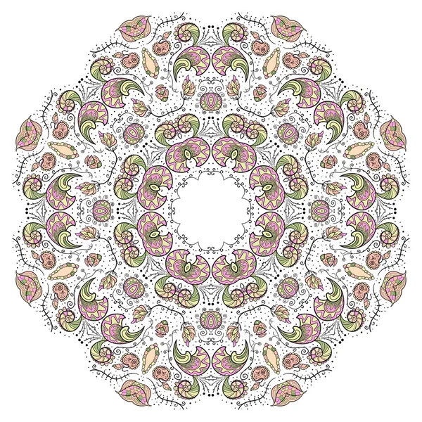 Cornice ornamentale floreale rotonda, illustrazione vettoriale — Vettoriale Stock