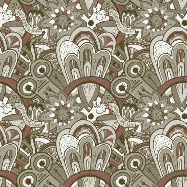 Dikişsiz soyut çizilmiş desen, steampunk arka plan