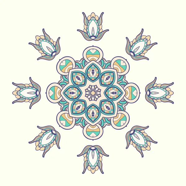 Cerchio pizzo steampunk ornamento, modello geometrico ornamentale rotondo — Vettoriale Stock