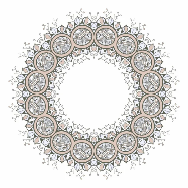 Adorno del círculo, encaje redondo ornamental — Vector de stock