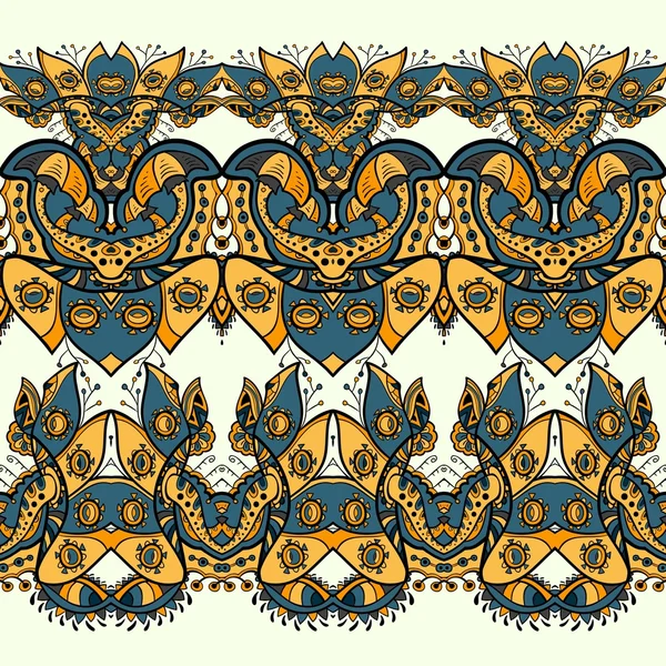 Ethnische horizontale nahtlose Muster. Indisches Ornament — Stockvektor