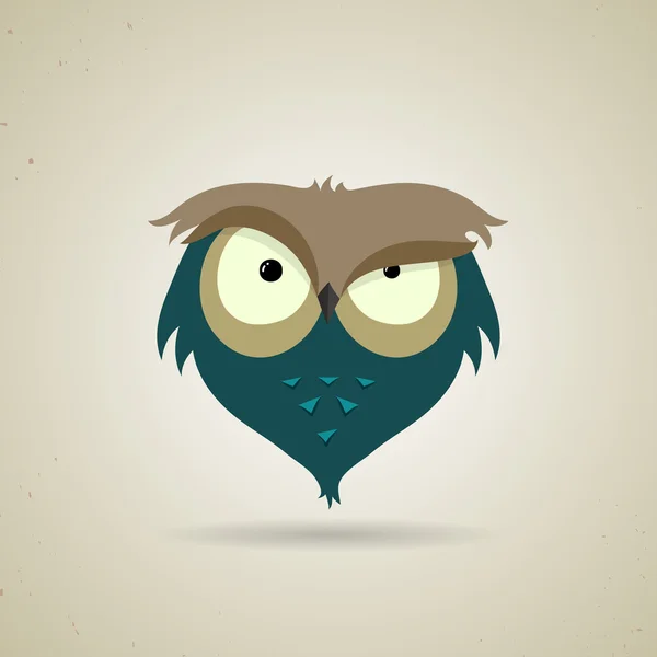 Cute little blue and grey cartoon owl — Stock Vector