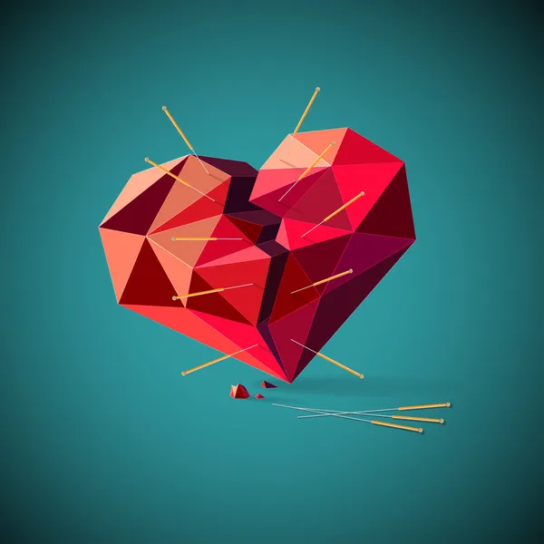 Coeur brisé avec aiguilles d'acupuncture — Image vectorielle
