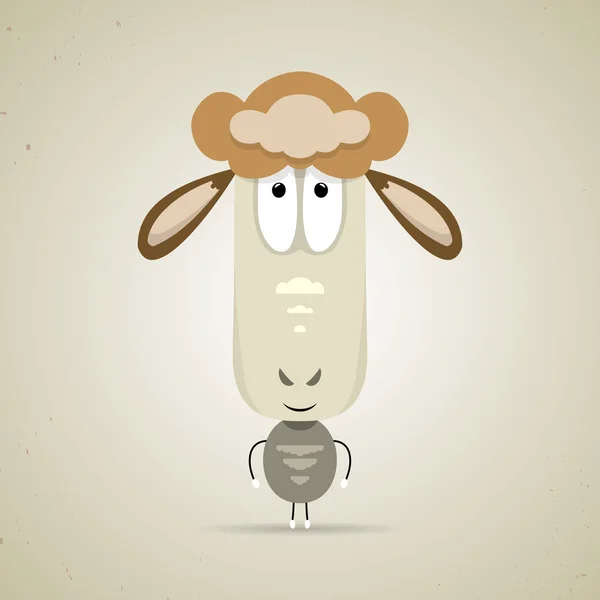カメラが直面している羊立っている笑顔かわいい漫画 — ストックベクタ