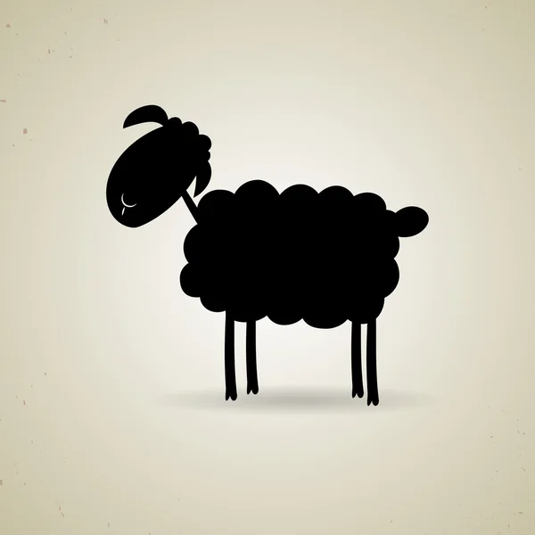 Cartoon silhouette of sheep standing sideways to the camera — Stock Vector