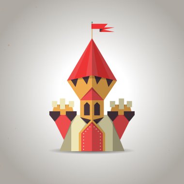 katlanmış kağıttan sevimli origami castle. simge.