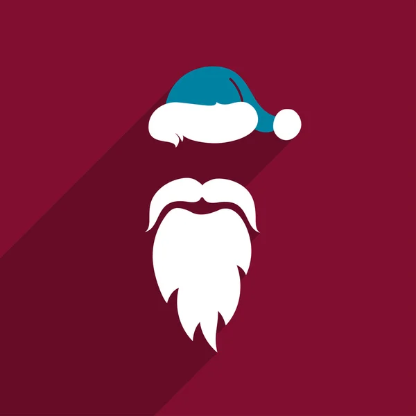 Flat Design Vector Santa Claus Face. Icon. Greeting Card. — Stock Vector