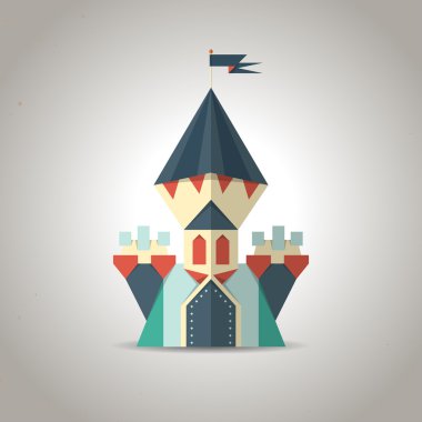 katlanmış kağıttan sevimli origami castle. simge.