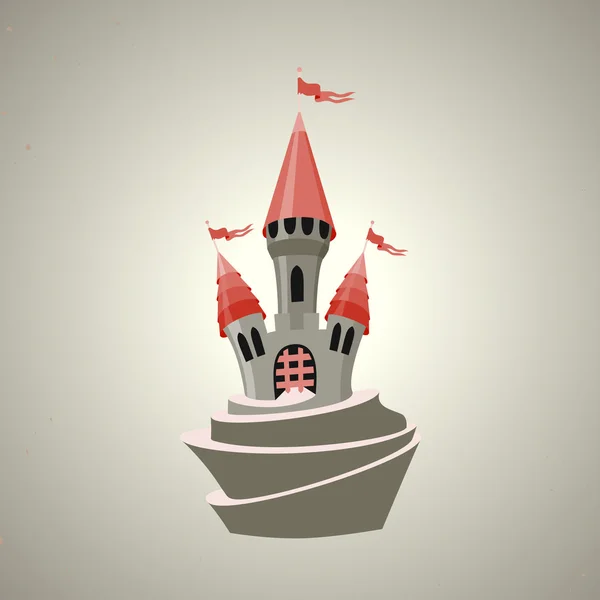 卡通坚固的城堡与标志。图标. — 图库矢量图片