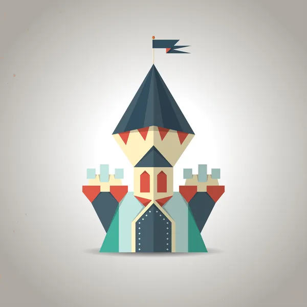 Cute origami castle from folded paper. Icon. — Stock Vector